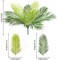 2 PCS Artificial Tropical Palm Leaves Plastic Shrubs Fern Leaves Fake Greenery Palm Plants with Stems Jungle Palm Tree Leaves for Home Garden Hawaiian Party Table Centerpieces Decor